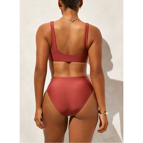 J Crew Hallie Bikini Bottom L Clay Red Rust NWT Classic Sculpt CI684 J.Crew - Picture 2 of 5